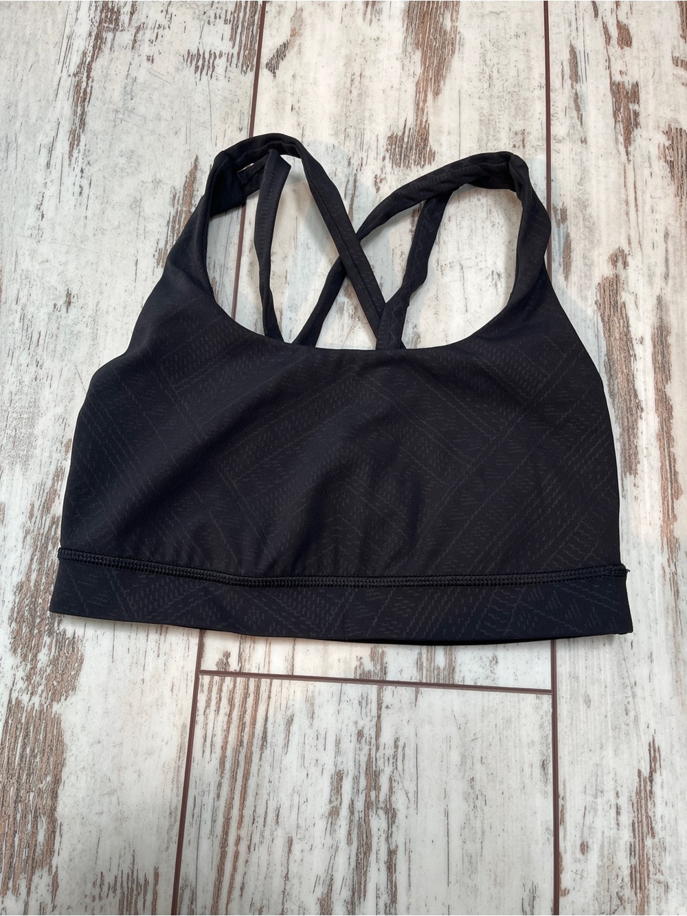 Lululemon Energy Bra Black Strappy Back Geometric Embossed Medium Support 4 - Picture 8 of 11